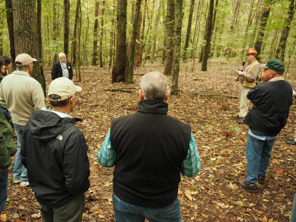 Outdoor presentation on a US Forest Service FIA research plot