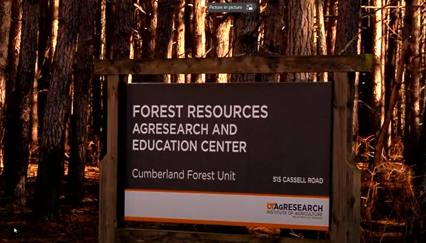 Administrative sign for the Cumberland Forest Unit of the Forest Resources AgResearch and Education Center